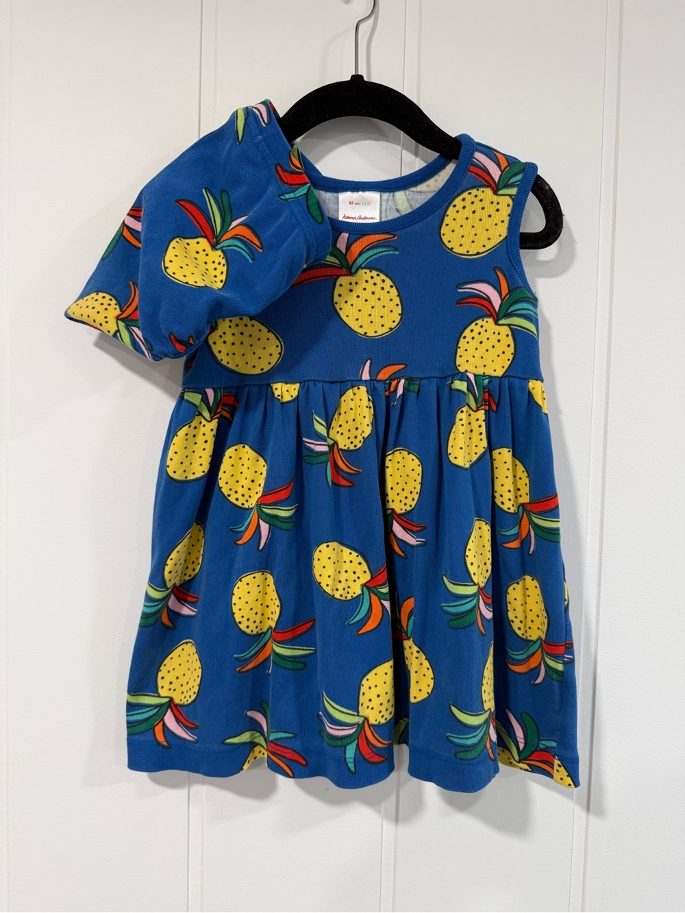 Hanna Andersson Blue Dress with Yellow Pineapple Print